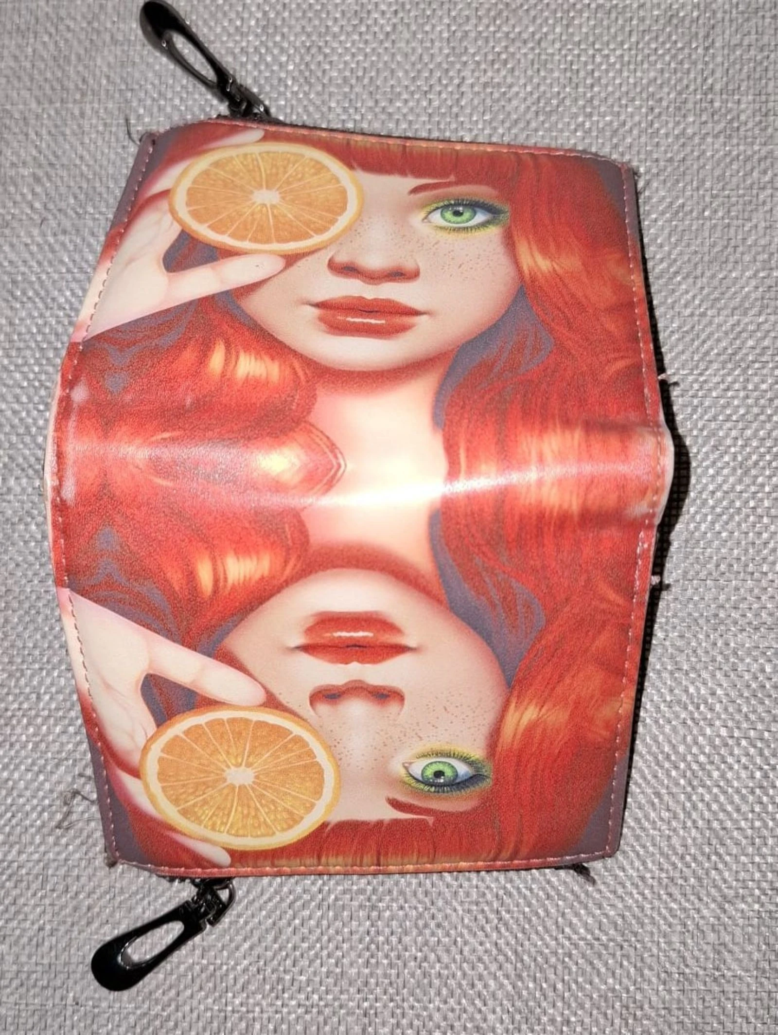 Carteira/Porta-moedas feminina com design artístico ruiva e laranja Compacto edição limitada Y2K – photo 2
